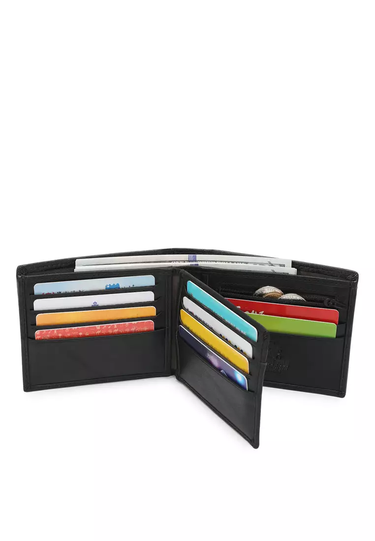 Men's Genuine Leather RFID Blocking Wallet - Black