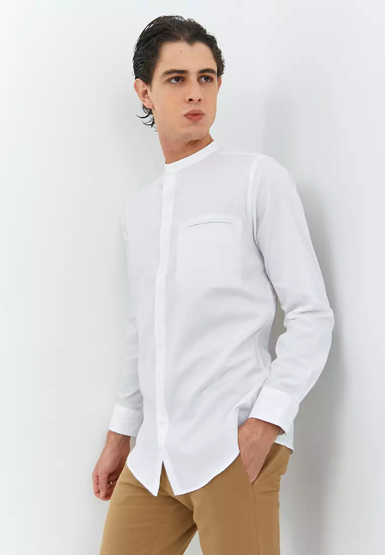 Jobb Azka Koko Pria Lengan Panjang Slim Fit Putih