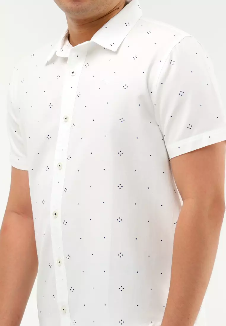 Woven Printed Oxford Short Sleeve Polo