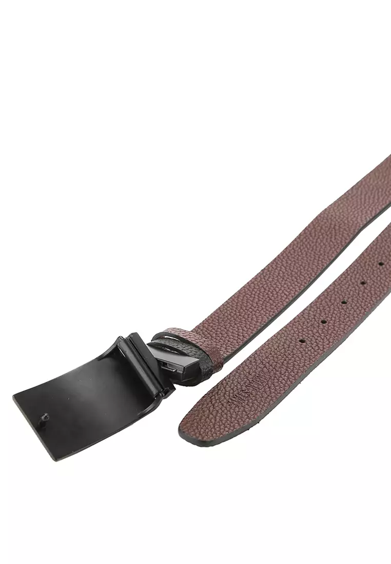 Admiral Plate Buckle Reversible Top Grain Leather Belt