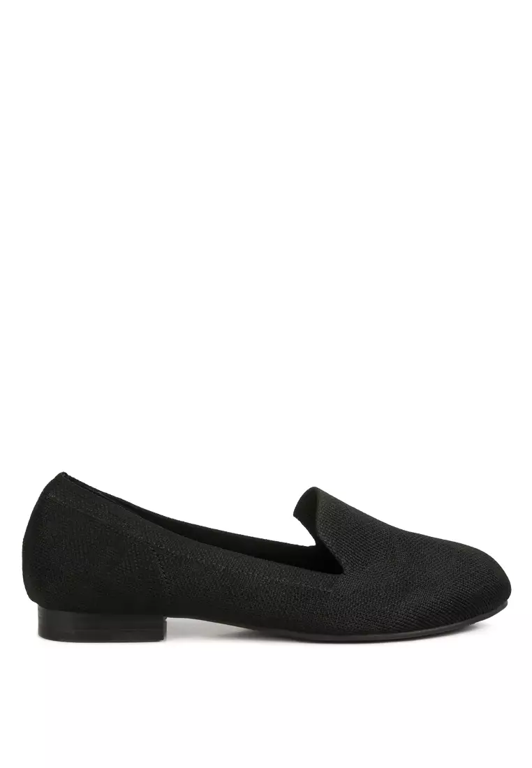 Discount on London Rag  shoes - SKU: Black Knitted Flat Heel Loafers