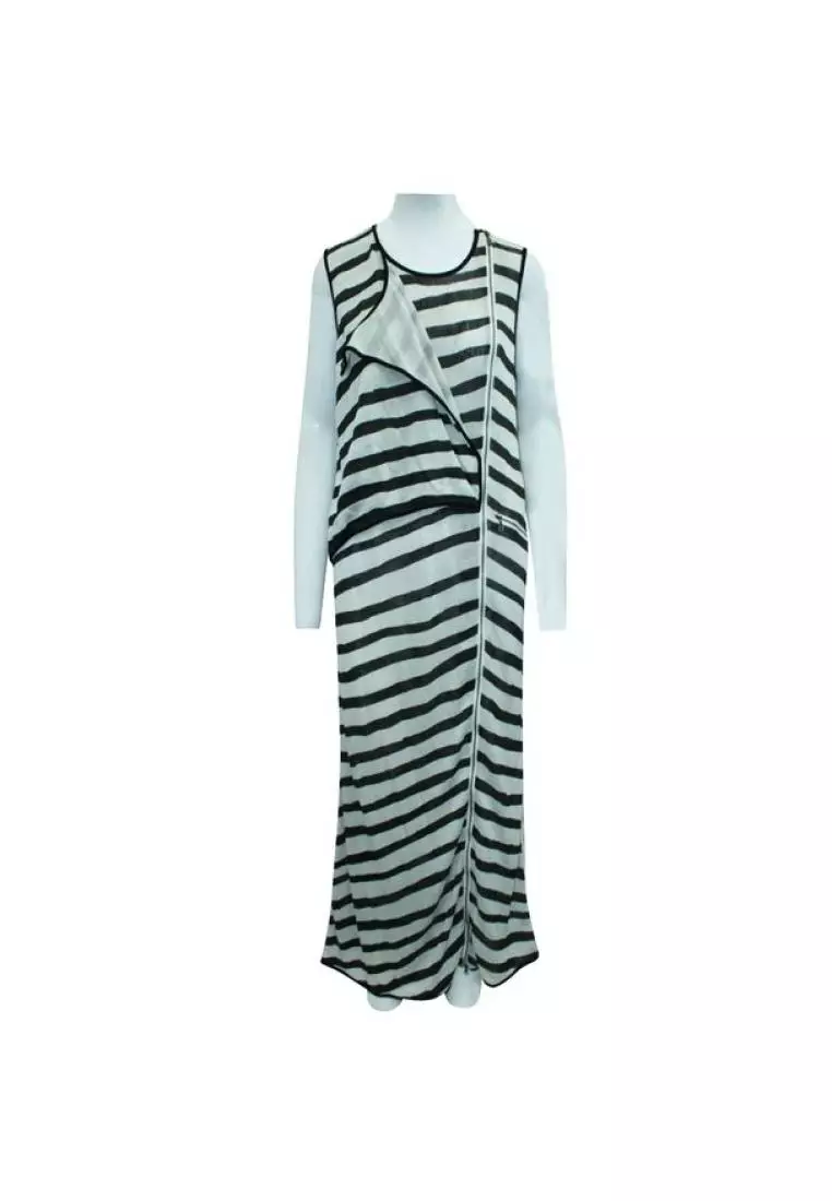White and black 2024 striped maxi dress