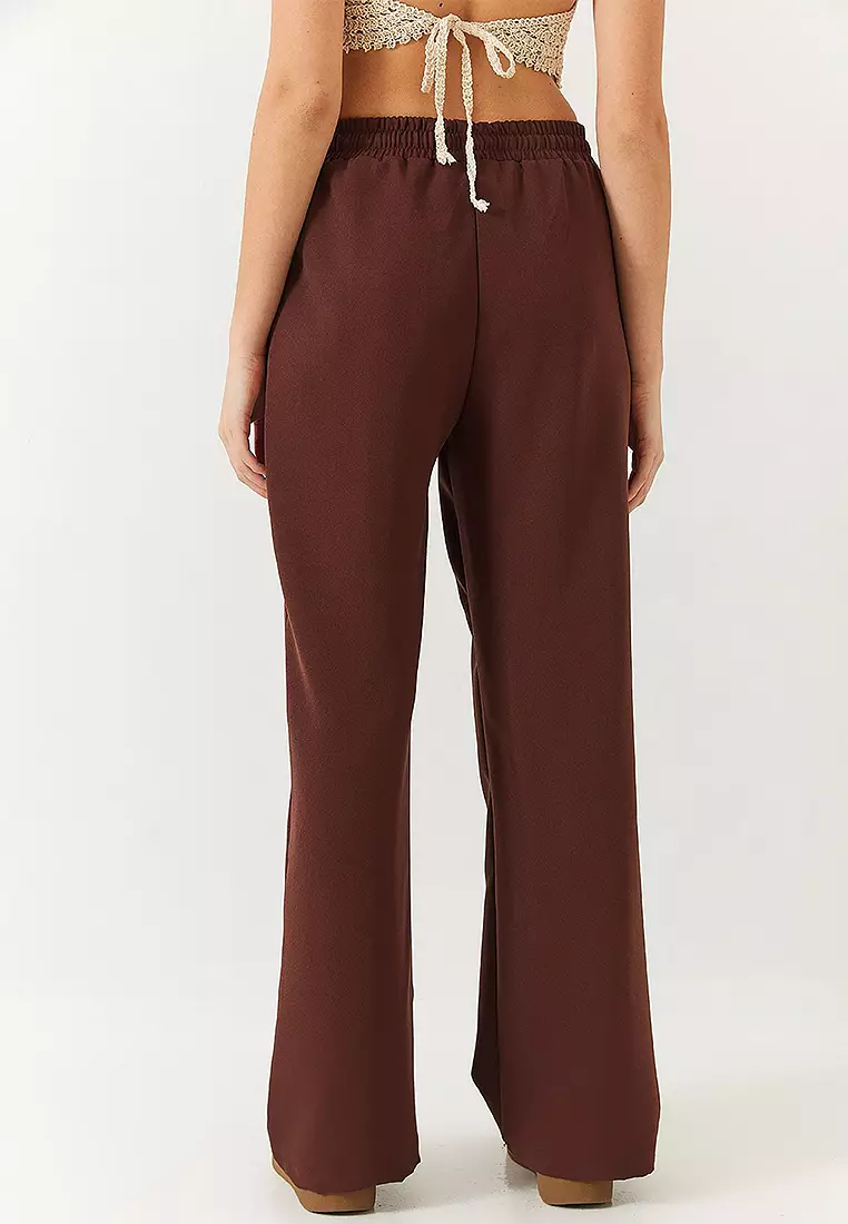 Elastic Waist Tied Double Palazzo Trousers