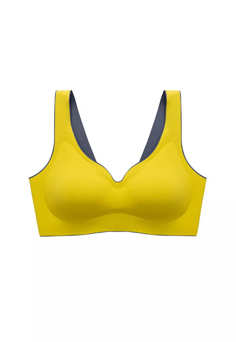Buy ZITIQUE Women's Seamless Wireless Sports Bra - Dark Yellow
