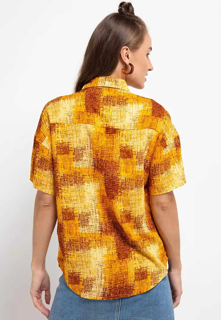 Nade FTA09 Kemeja PGG Peggy Go Abstrak Kuning