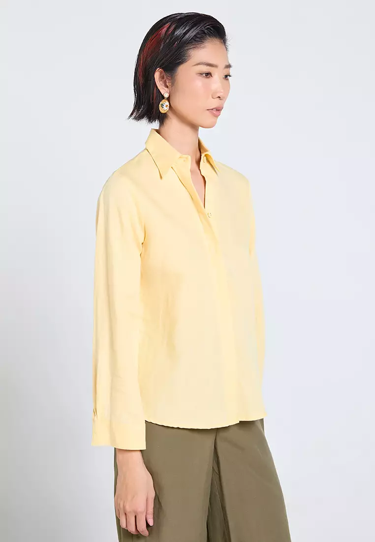 Basic Long-Sleeve Linen Shirt