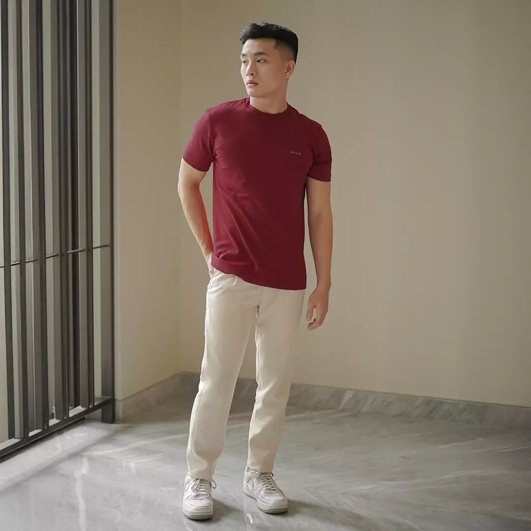 Kale JUNO MAROON/ Cotton Cloudy / Atasan Kaos Pria / Kaos Basic Pria 
