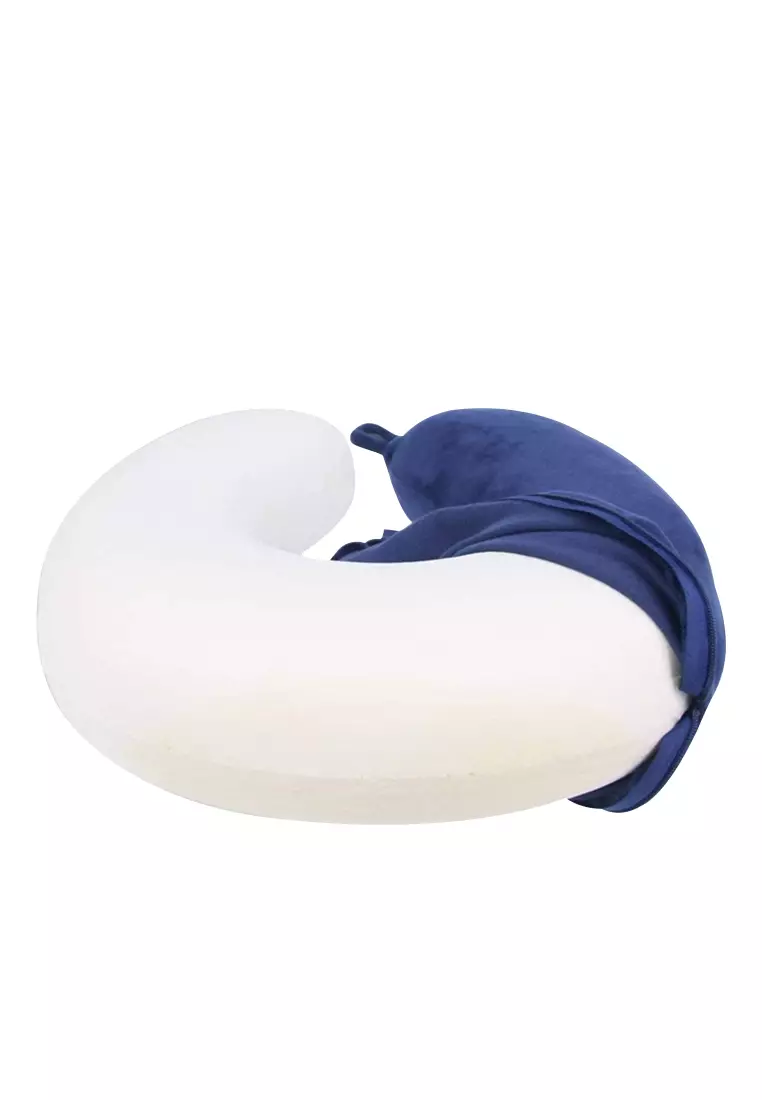 Memory Foam Neck Travel Pillow Blue