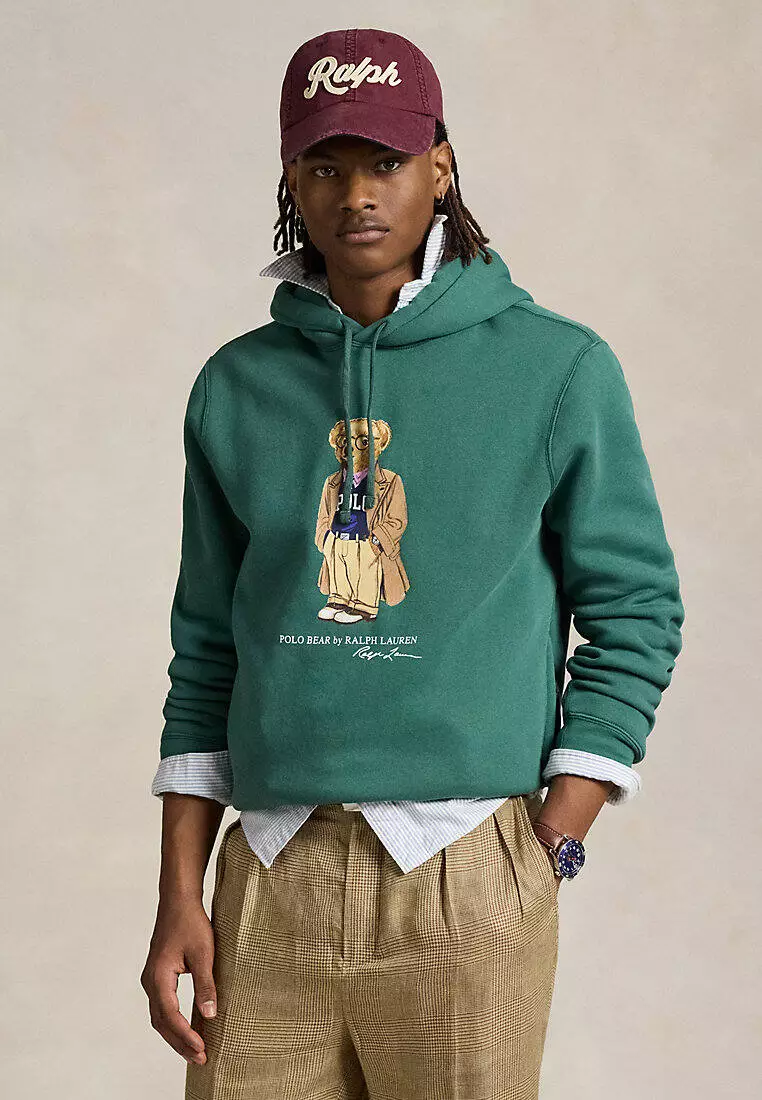 Hooded Sweater Polo Bear Green Sweater Preppy Teddy Bear Hoodie