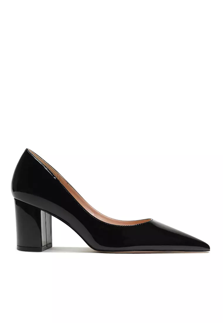 Discount on Twenty Eight Shoes  shoes - SKU: 6CM Pointed Faux Patent Block Heels Shoes HZL260