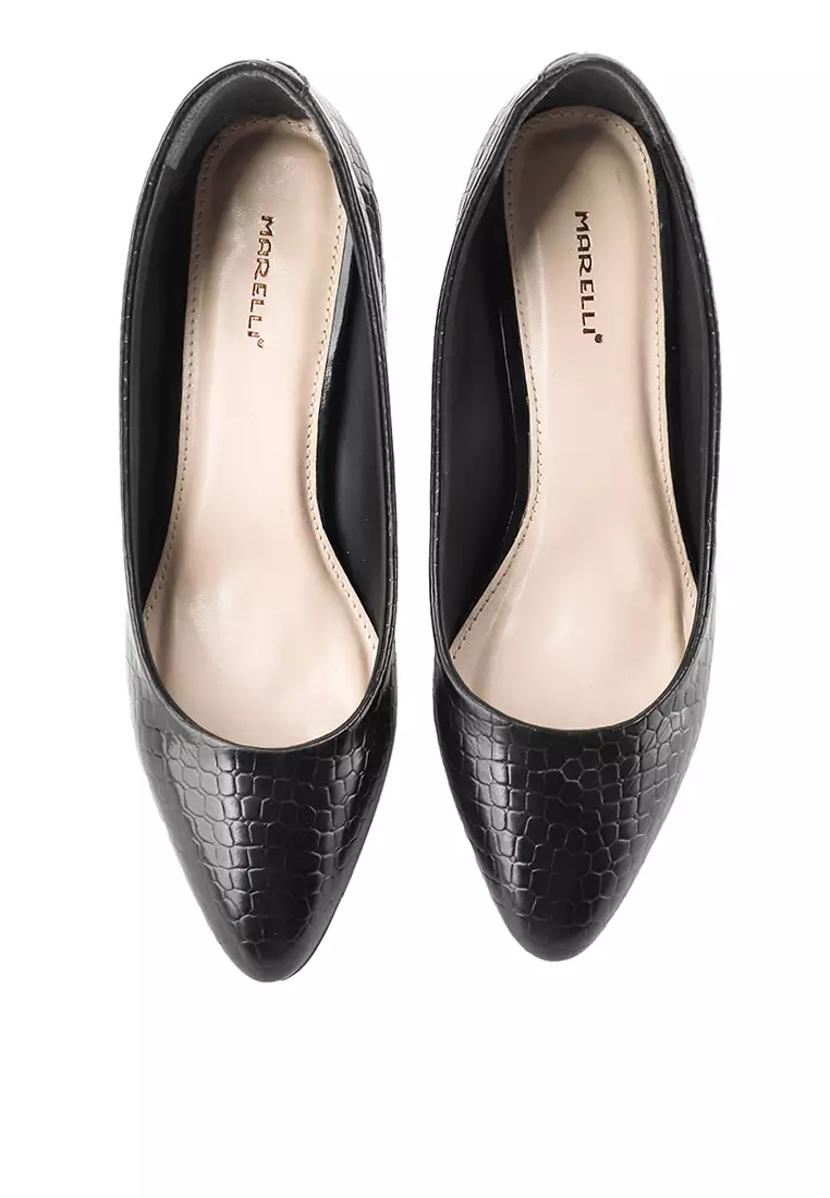 Celine Sepatu Pantofel Wanita Kantor Pumps - Black Croco