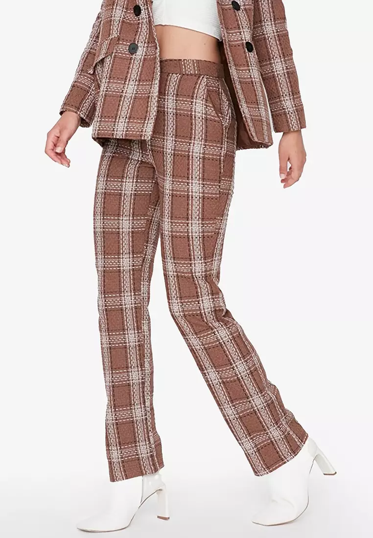 Long checkered sale pants