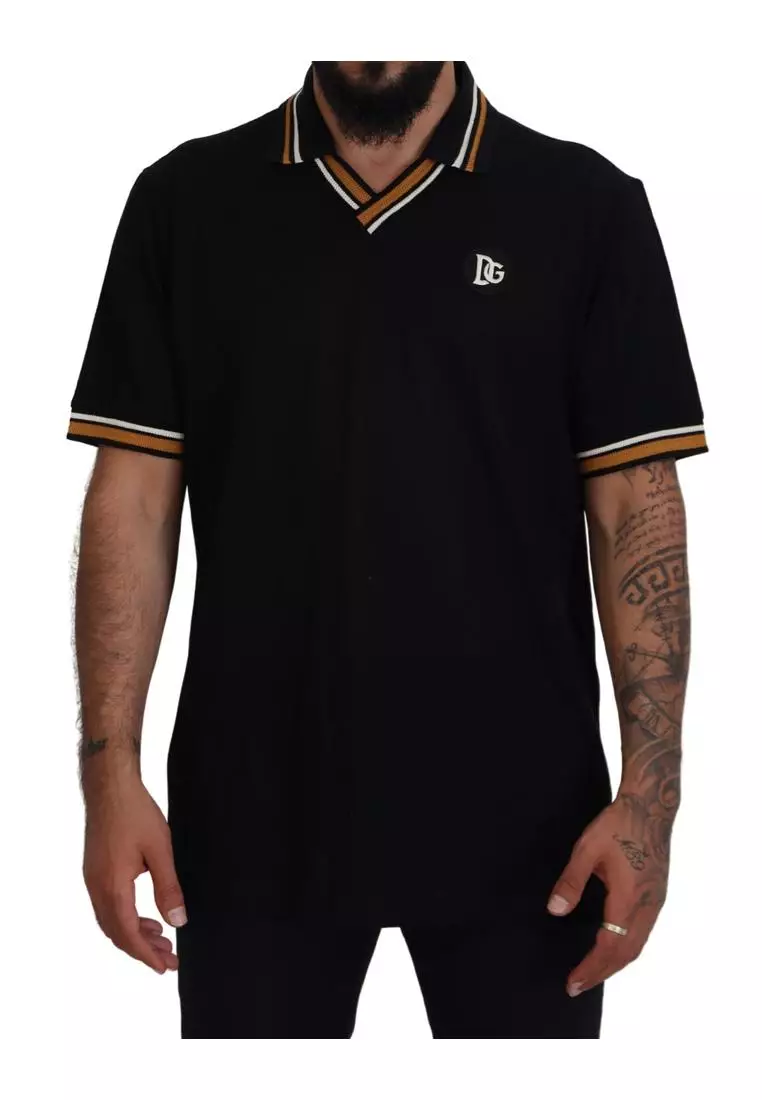 Dolce and gabbana black polo shirt shop