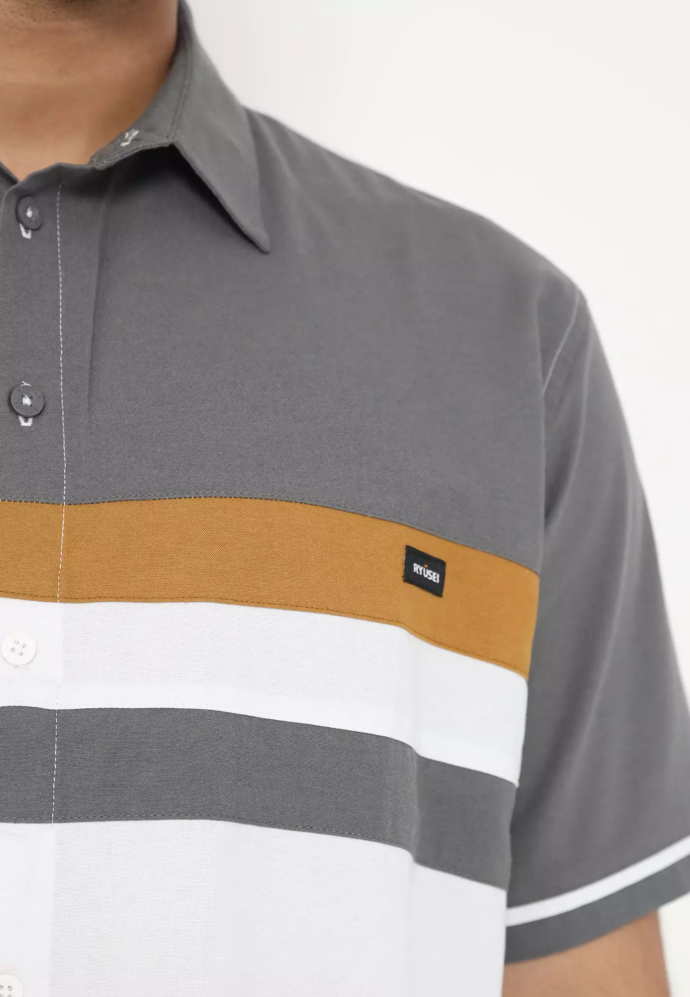 Ramadan Series | Ryusei Kemeja Kerah Biasa Lengan Pendek Takagawa CMB Dark Grey