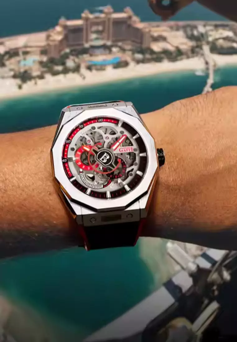 Automatic Unisex Stainless Steel Watch, Rubber Strap