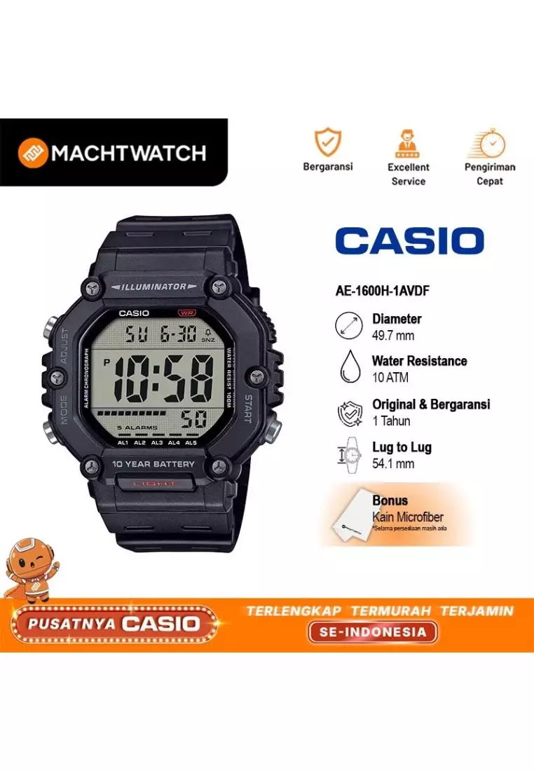 Jual CASIO Jam Tangan Pria Casio General AE-1600H-1AVDF AE1600 AE-1600H ...