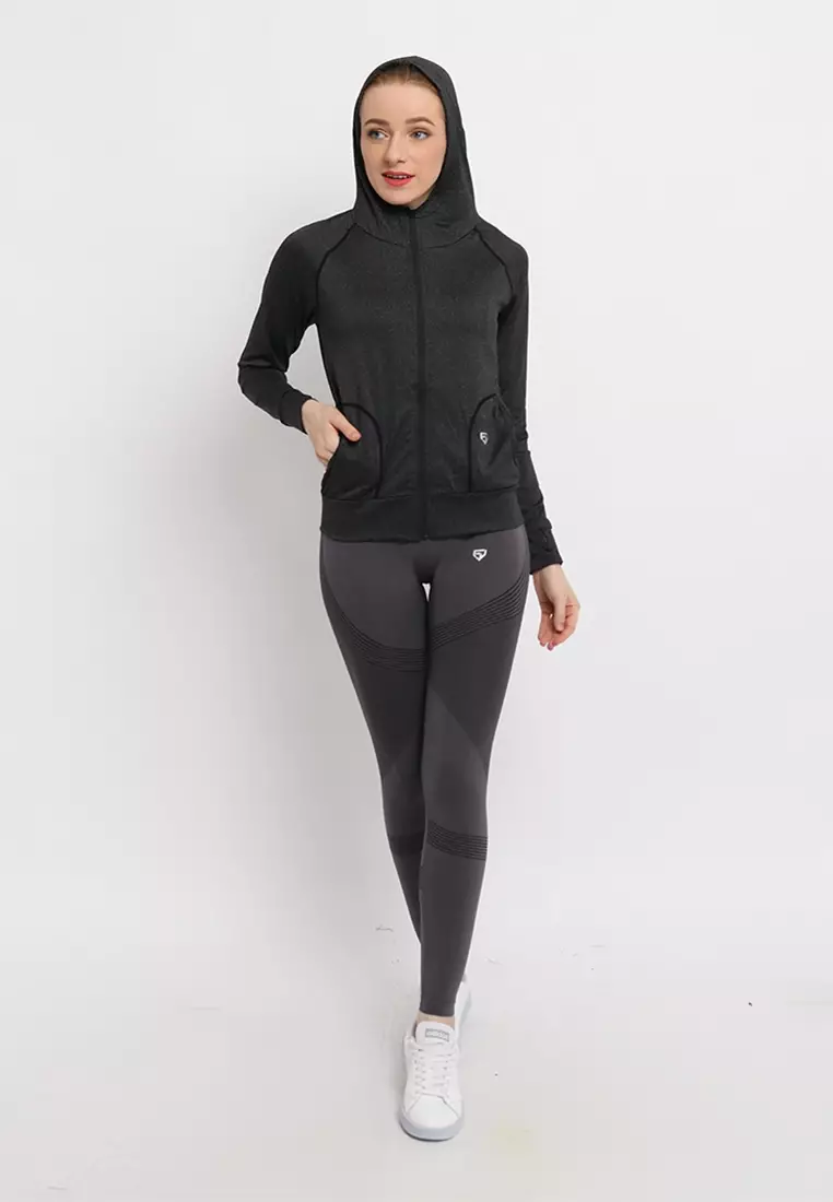 Fitwear - Jaket / Jacket Olahraga Wanita BETH B-THUMB - DARK GREY