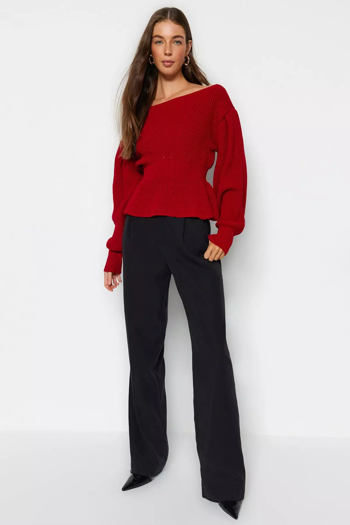 Balloon Sleeve Knit Sweater