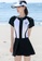 A-IN GIRLS black and white Fashionable Sports One Piece Swimsuit D6154USDEA34DBGS_3