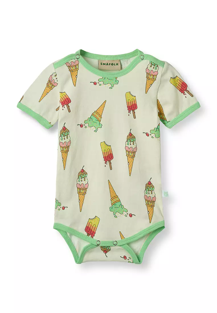 Short-sleeved baby body with ice cream