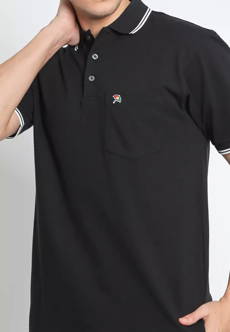 BLACK CASUAL POLO SHIRT REGULAR FIT