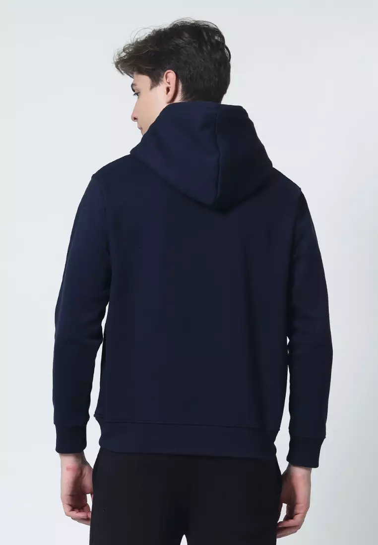 Cotton Well Cozzie Hoodie Sweatshirt with Hidden Pocket Navy | Jaket Pullover Fleece dengan Kantong Tersembunyi Nevi Biru Donker