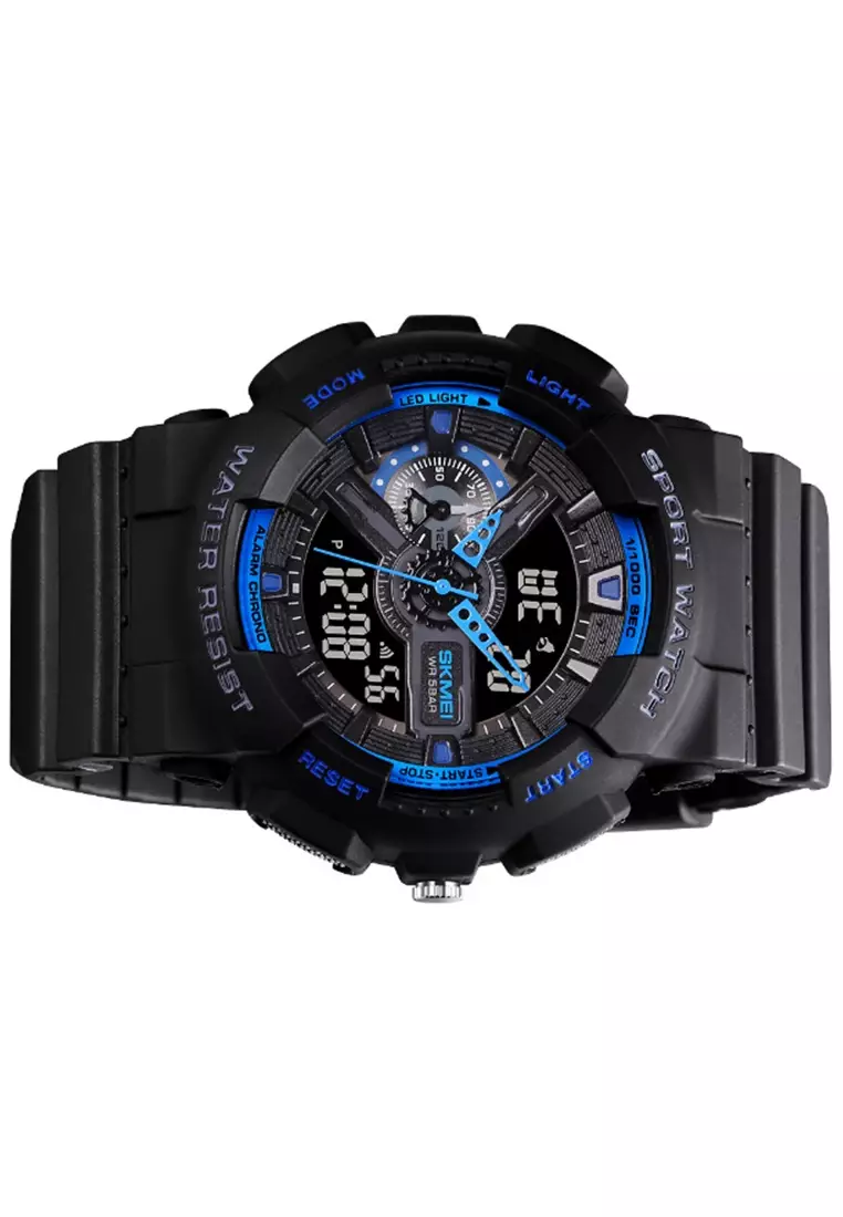 Jam Tangan Analog Digital Pria Design Sporty Many Function Waterproof Strap Tali Material PU DS88 ORIGINAL