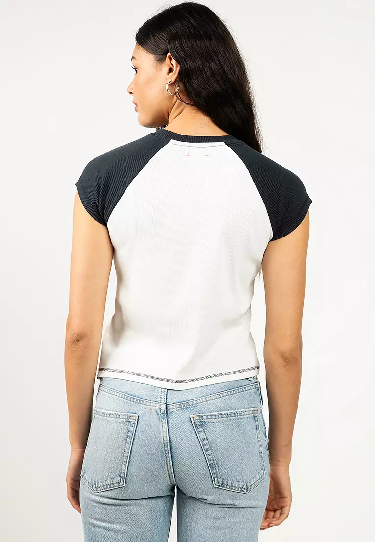 Athletic Essential Raglan Cap Sleeve Tee