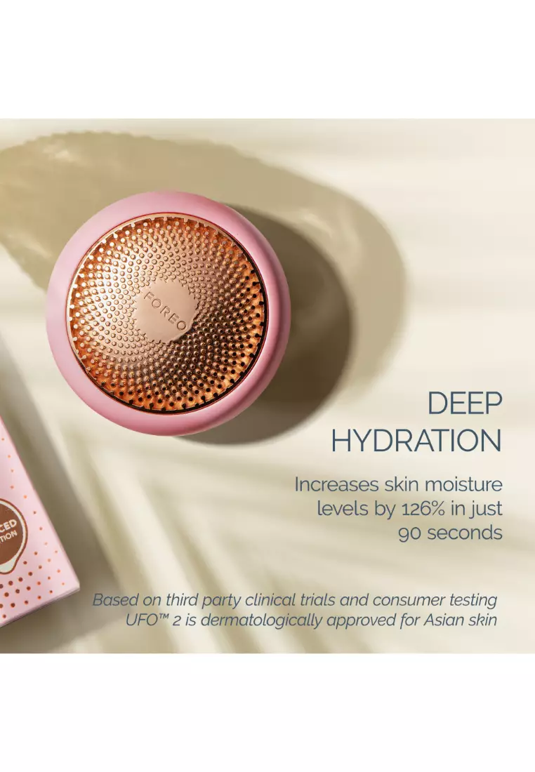 FOREO UFO 2 Full Facial Treatment Device with Advanced Heating Cooling LED Light Therapy Compatible With all UFO and Sheet Masks [2-Year Warranty] - Pearl Pink