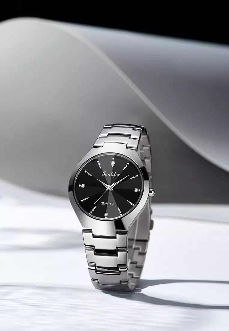 Jam Tangan Pria 9090 Kuarsa Klasik Bisnis Pria Tali Stainless Steel Jam Tangan Cowok Original silverblack