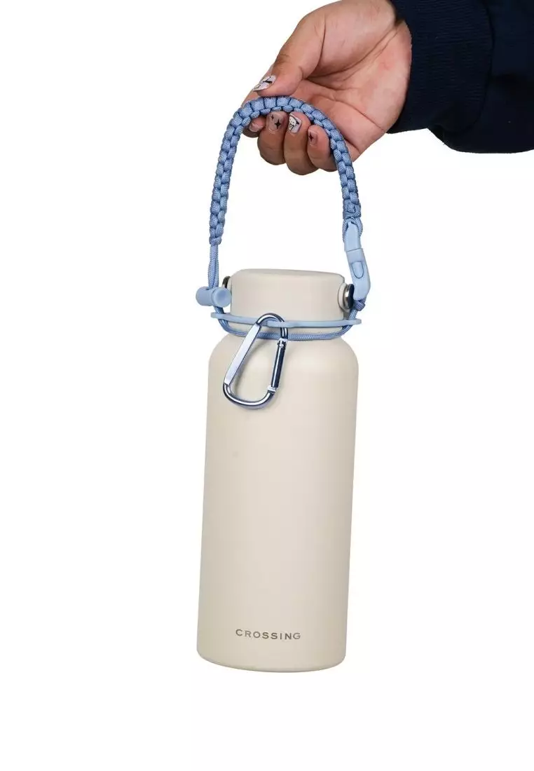 Crossing Paracord Bottle Carrier Strap with Carabiner - Blue