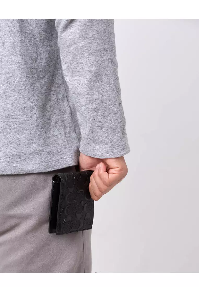 Mens 3 In 1 Wallet In Signature Leather - Black