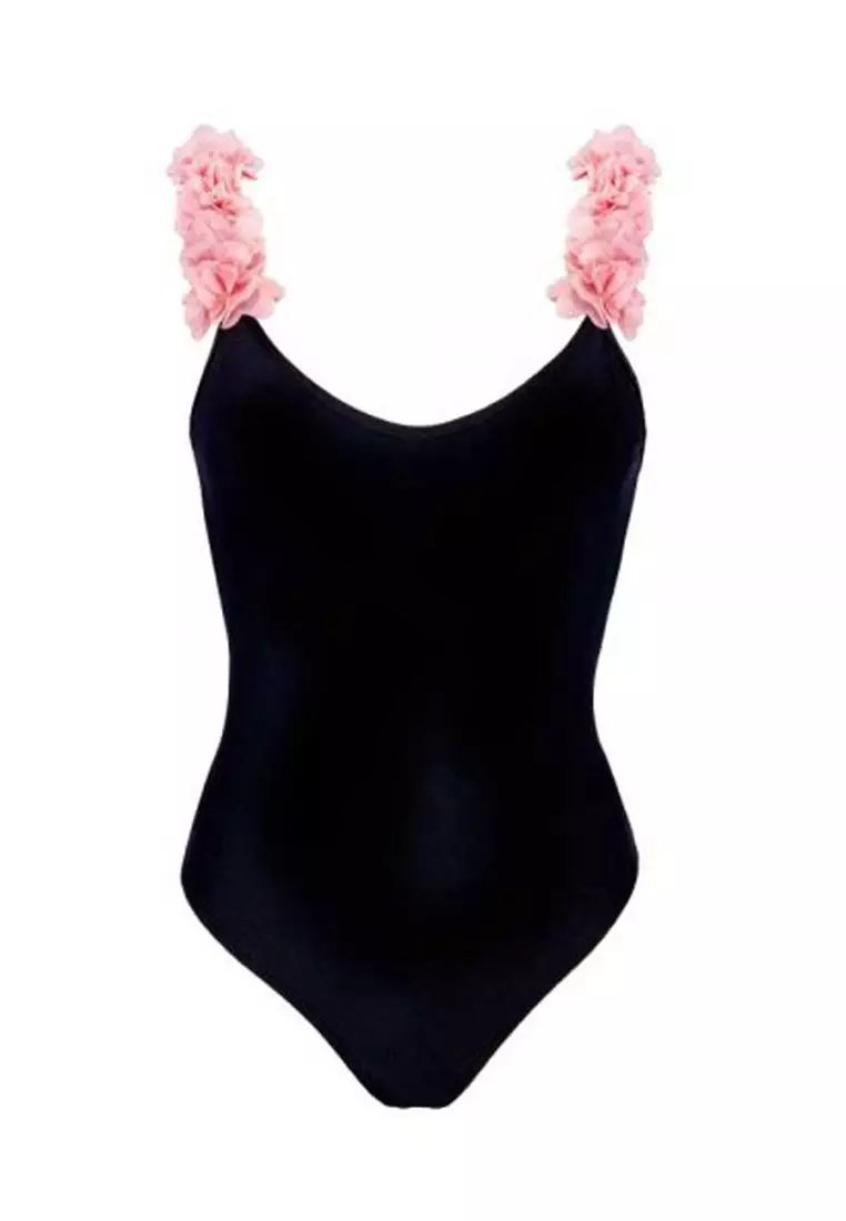Sexy Backless Floral Collar Cover Belly Triangle One-Piece Swimsuit A22031711PI