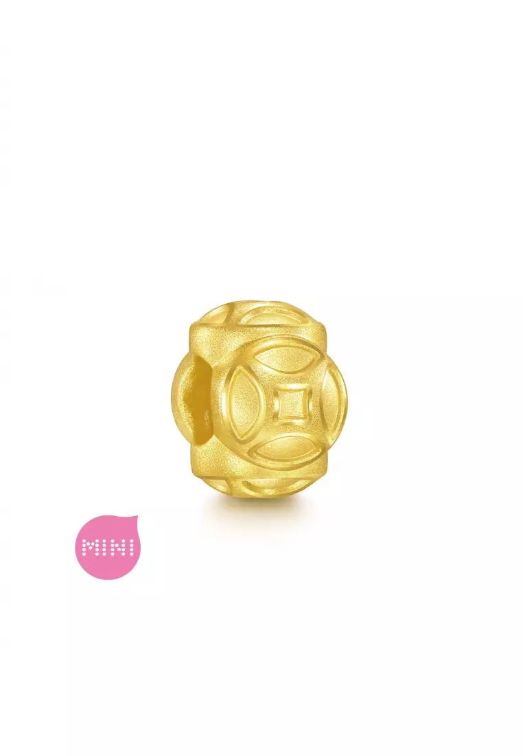 999 24K Solid Gold Cultural Blessing Wealthy Bamboo Charm 94382C (Bracelet not included)