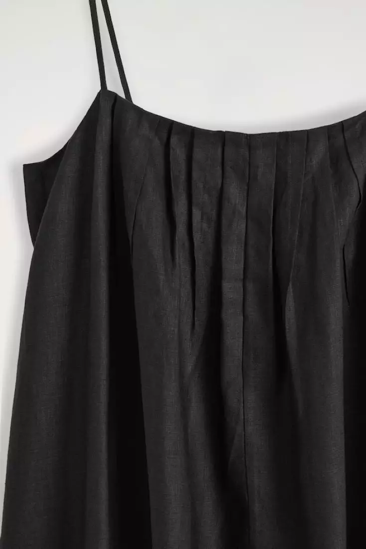PLEATED LINEN MAXI DRESS