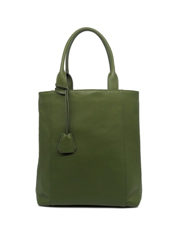 UNORTHODOX green Pebble-Grain Leather Tote Bag (Olive Green) C1CAAAC94273E2GS_1
