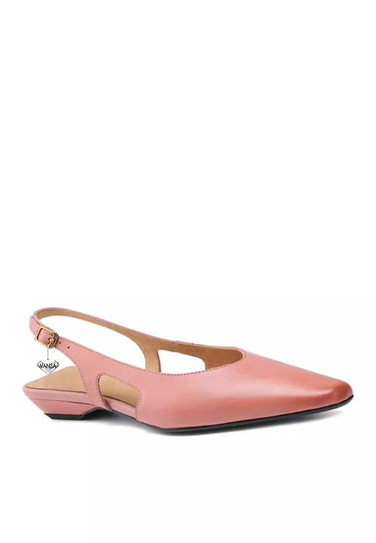 Discount on Twenty Eight Shoes  shoes - SKU: VANSA Top Layer Washed Cowhide Buckle Back Hollow Flat Shoes VSW-F-1357