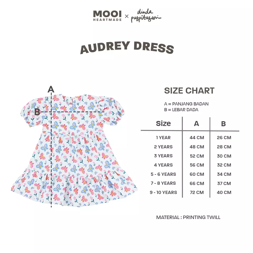 Mooi X Dinda Puspitasari Dress Anak Perempuan Audrey Dress - White Off