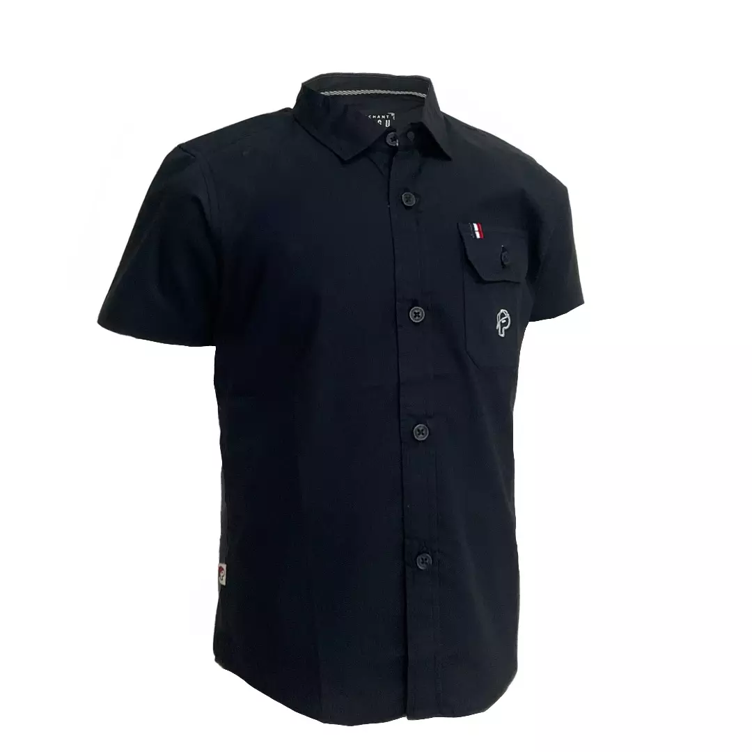 Pingu Kemeja Anak Laki Laki Polos Pendek Hitam 92202229