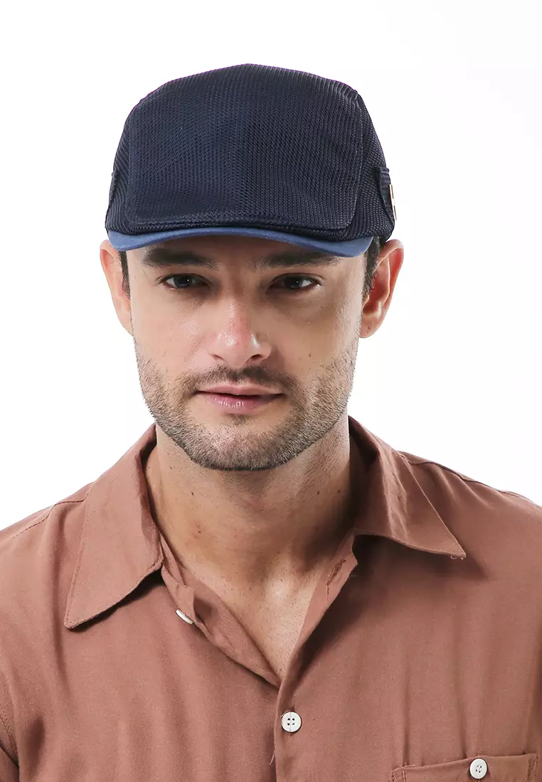 Kai Aksesoris Fashion Topi Pria Wanita Flat Hat Adjustable Strap Material Cotton ORIGINAL - Navy