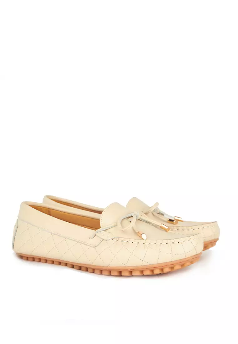 Sepatu Casual Wanita Loafer Moccasin Gino Mariani Estelle Putih