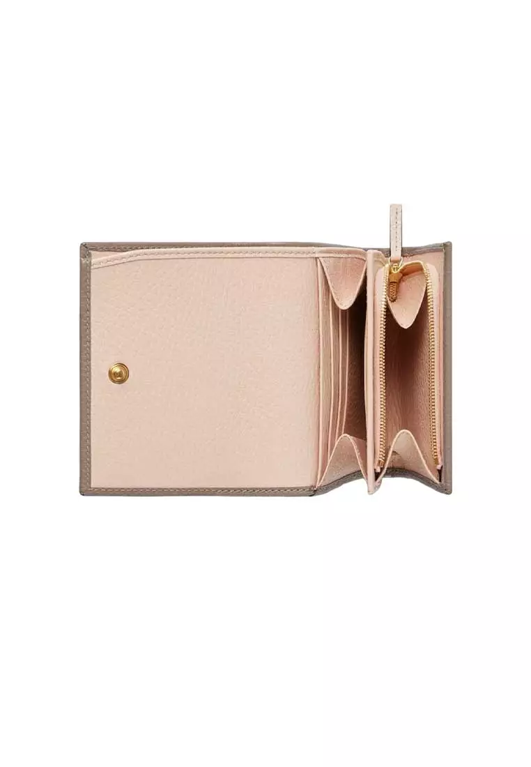 Petite Marmont Small Wallet In Calf Leather Grey 598587