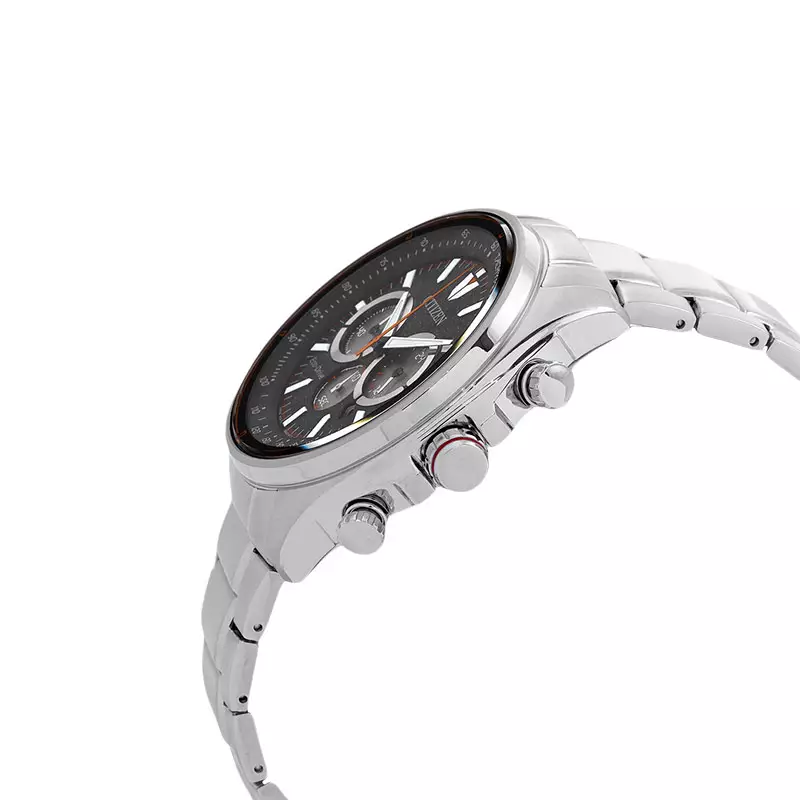 Jam Tangan Pria Citizen Eco Drive CA4561-89E Men Chronograph Black Dial Stainless Steel Strap