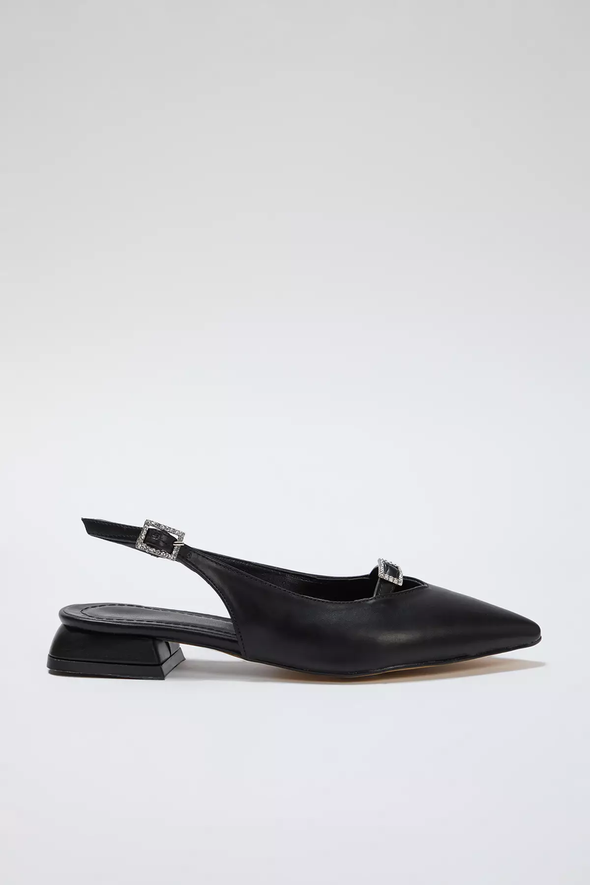Pointed Toe Open Back Women's Ballerinas With Black Stone Accessories Takss25Be00007