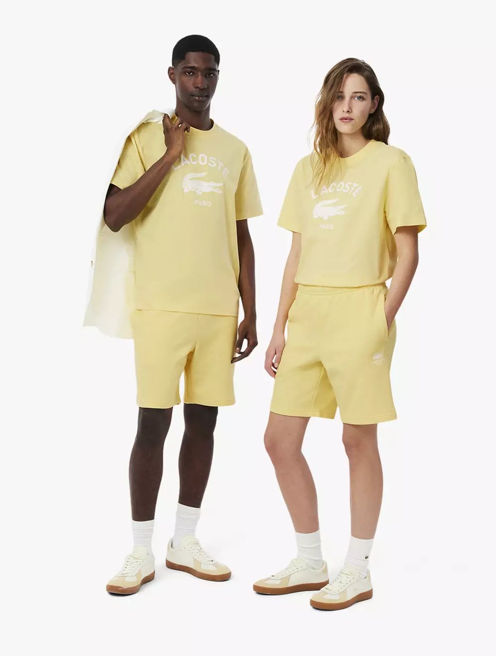 Jual Lacoste Printed Cotton Fleece Shorts Yellow Original 2025