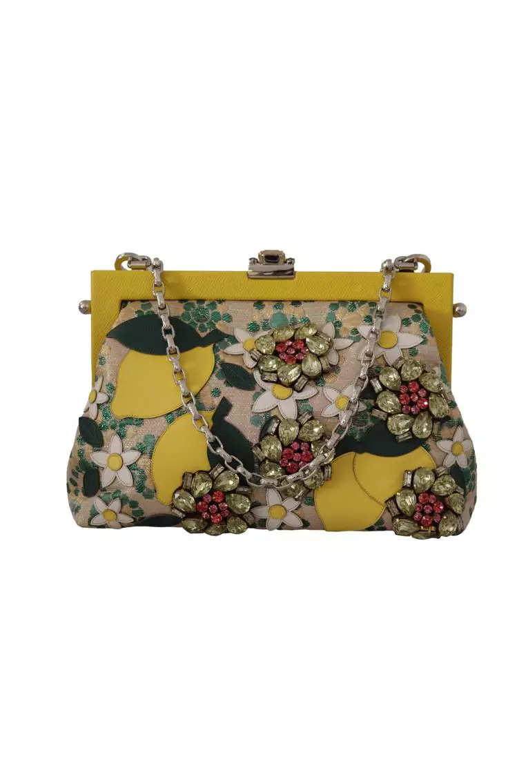 Dolce Gabbana Dolce Gabbana Crystal Shoulder Silk Leather