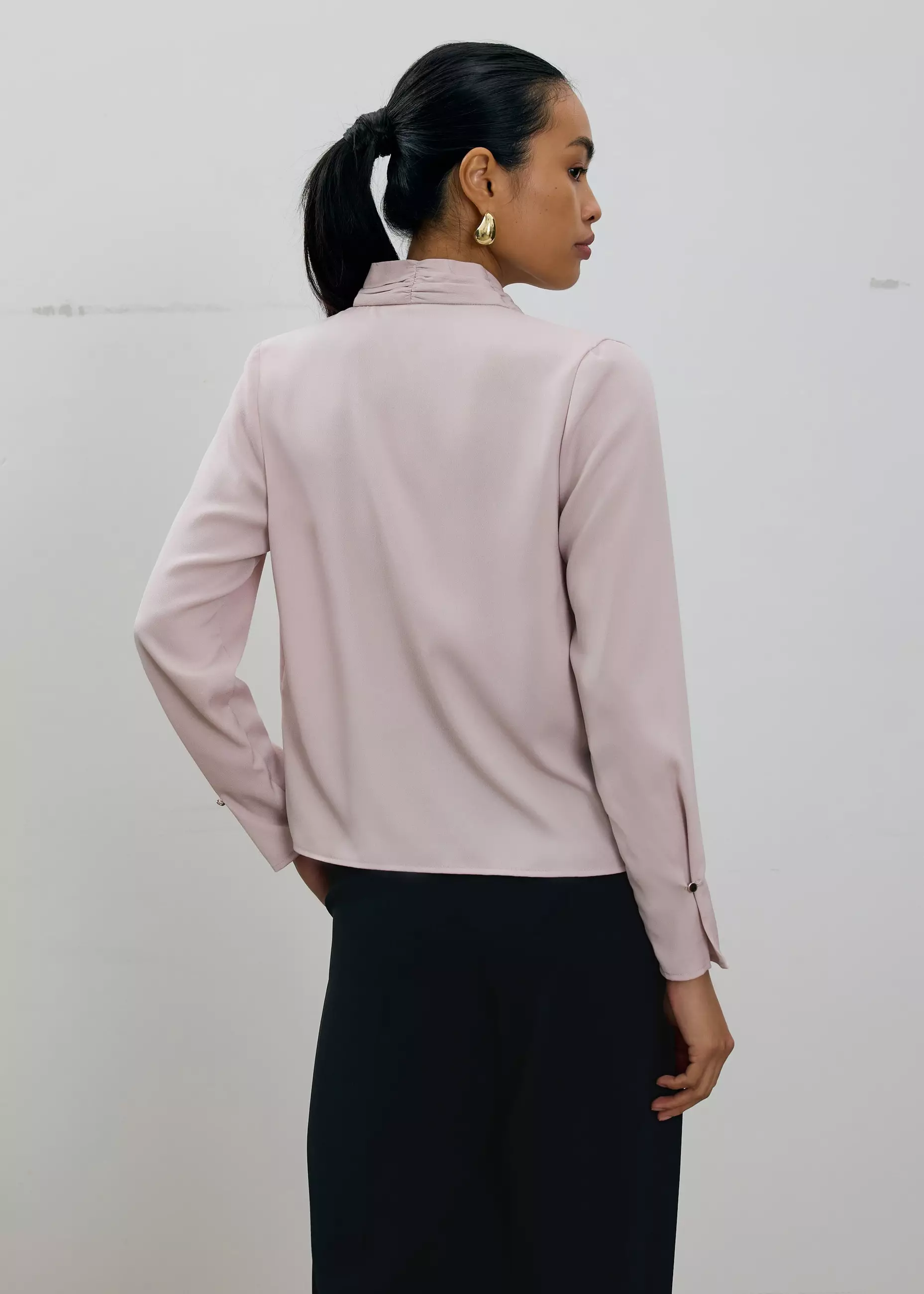 Atasan Wanita - RuchedReady® Ada V-neck Satin Wrap Blouse