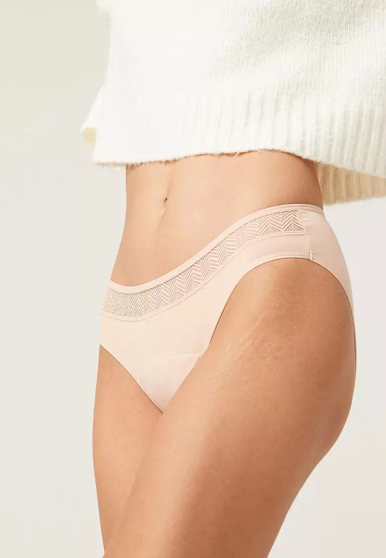 Buy Modibodi Modibodi Period Underwear Sensual Hi Waist Bikini  Light-Moderate Beige 08/XS Online