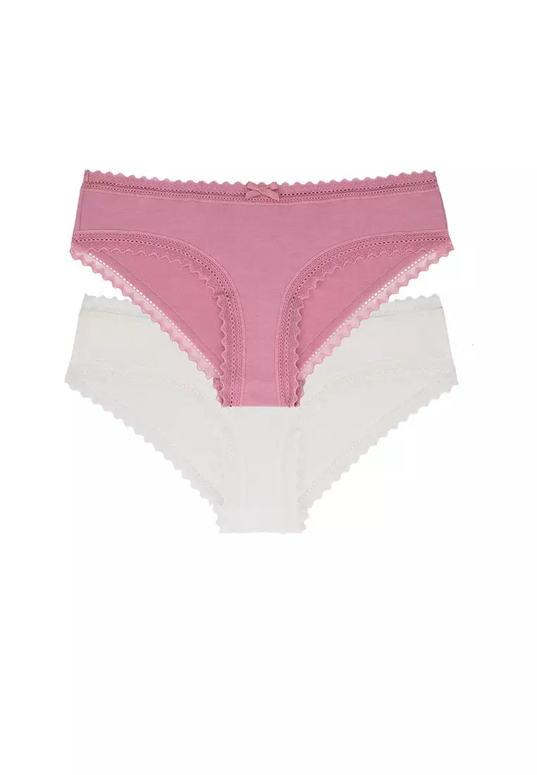 Buy Briefsy Cotton Blend Mid Rise Waist Hipster Baby Pink Color Panty for  Women- Small at
