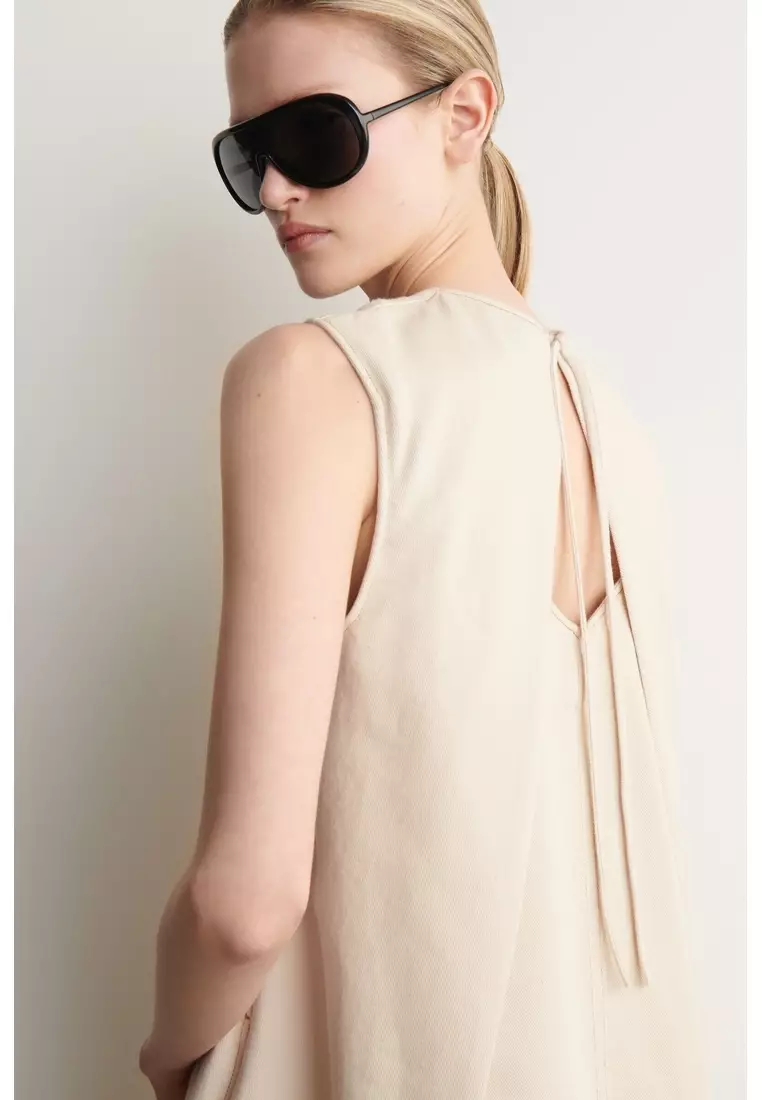 cos open back mini dress OPEN-BACK MINI PINAFORE DRESS - BLACK